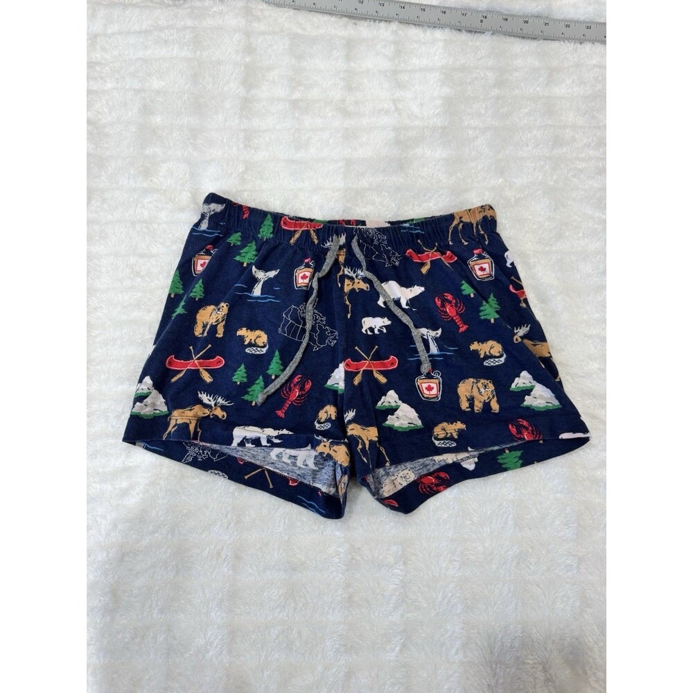 Little Blue House Shorts Women XS Navy Canada Moose Bear Cotton Pajama Lounge